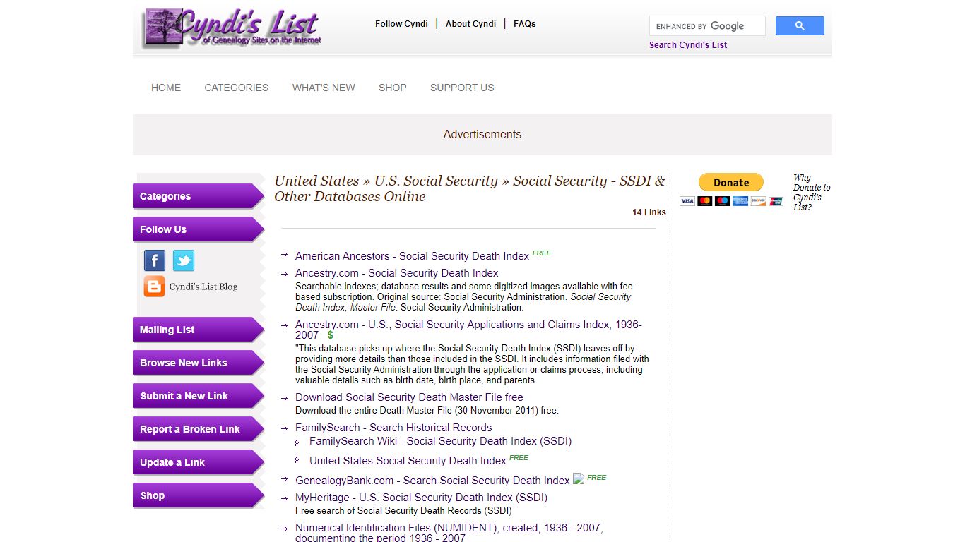 Cyndi's List - United States - U.S. Social Security - Social Security ...